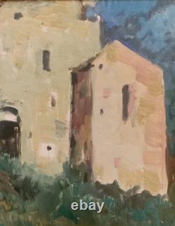 Ancient painting oil landscape fauvism animated signed Gérard Locardi XX