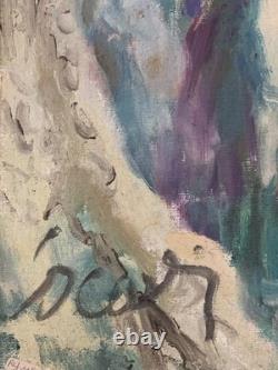 Ancient painting oil landscape fauvism animated signed Gérard Locardi XX