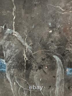 Ancient painting oil mixed composition sculpture horse rider signed Revest