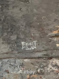 Ancient painting oil mixed composition sculpture horse rider signed Revest