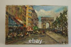 Ancient painting oil on canvas Paris painting Etienne Raoul Ronda, painter Paris