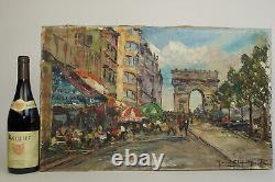 Ancient painting oil on canvas Paris painting Etienne Raoul Ronda, painter Paris