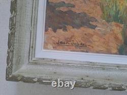 Ancient painting oil on canvas Provence landscape Paths in the olive trees