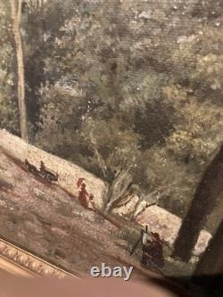 Ancient painting oil on canvas Signed J. M Ballande, Forest of Fontainebleau
