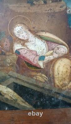Ancient painting on copper, Flemish school, 17th century, representing a saint