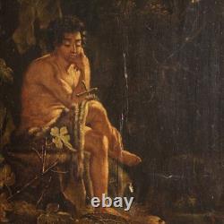 Ancient painting religious oil on panel Saint John the Baptist 700