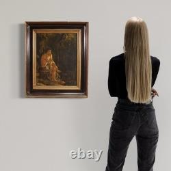 Ancient painting religious oil on panel Saint John the Baptist 700