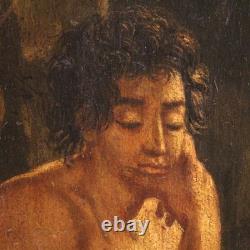 Ancient painting religious oil on panel Saint John the Baptist 700