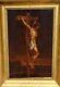 Ancient Painting Signed "christ On The Cross" Oil Painting On Wood Panel