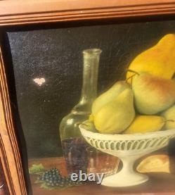 Ancient painting signed Coupe de Poires. Oil on canvas.