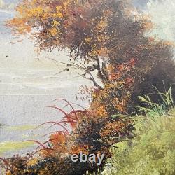 Ancient painting signed Fleury Barbizon School Oil on canvas Deer in the forest