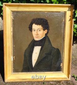 Ancient painting signed dated 1831 Portrait of a Man. Oil on canvas.