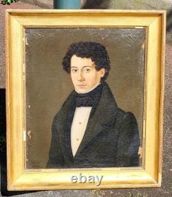 Ancient painting signed dated 1831 Portrait of a Man. Oil on canvas.