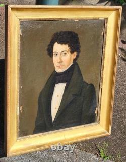 Ancient painting signed dated 1831 Portrait of a Man. Oil on canvas.