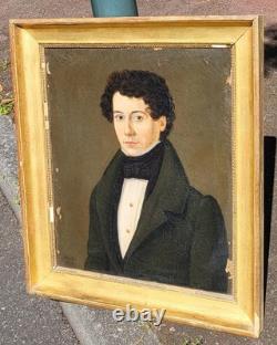 Ancient painting signed dated 1831 Portrait of a Man. Oil on canvas.