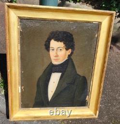 Ancient painting signed dated 1831 Portrait of a Man. Oil on canvas.