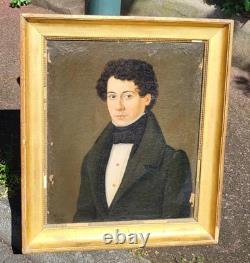 Ancient painting signed dated 1831 Portrait of a Man. Oil on canvas.