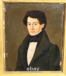 Ancient painting signed dated 1831 Portrait of a Man. Oil on canvas.