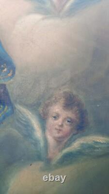 Ancient religious painting of Mary and the serpent Protoevangelium oil on canvas HST