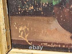 Ancient signed painting. Bouquet of Flowers. Oil painting on wood panel
