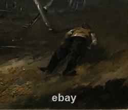 Ancient tableau Napoleon on horseback French School 19th century oil on metal signed