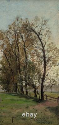 Ancient tableau animated landscape signed Henri Collinet dated 1883 Oil on canvas
