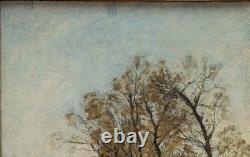Ancient tableau animated landscape signed Henri Collinet dated 1883 Oil on canvas