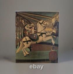 Ancient tableau genre scene Carousel merry-go-round naive art Serge Fiorio Switzerland 20th century