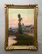 Animated Village, Oil On Panel Signed Gilbert, Antique Painting, Early 20th Century