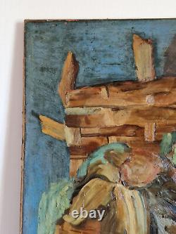 Anna Duchesne oil on canvas still life composition signed HST old painting