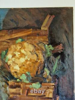 Anna Duchesne oil on canvas still life composition signed HST old painting