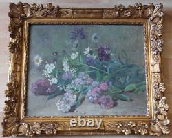 Anonyme Anonyme Antique Table Old Oht Token Of Flowers