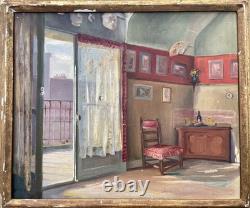 Antique 19th–20th Century Painting, Interior Scene, Portrait, House, Still Life