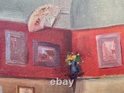 Antique 19th–20th Century Painting, Interior Scene, Portrait, House, Still Life