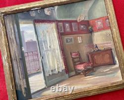 Antique 19th–20th Century Painting, Interior Scene, Portrait, House, Still Life