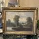 Antique 19th-century Oil On Canvas Landscape, Signed, Vintage Gilded Frame Decor