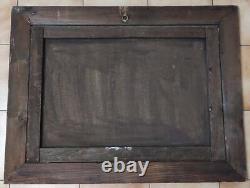 Antique Frame Oil on Canvas Marine Landscape with Castle 19th Century 84x64 CM
