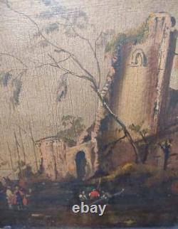 Antique Frame Oil on Canvas Marine Landscape with Castle 19th Century 84x64 CM