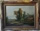 Antique Late 19th-century Oil On Canvas Landscape With Cows, Signed, Framed, Stamped, In Need Of Restoration