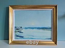 Antique Marine Landscape Painting, Oil On Canvas, Signed André Suzanne