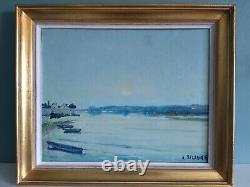 Antique Marine Landscape Painting, Oil On Canvas, Signed André Suzanne