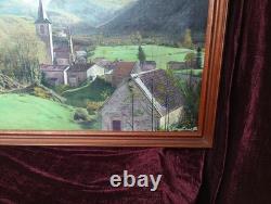Antique Oil Painting, Barbizon School, DLG, 19th Century, Mountain, Church, Pyrenees