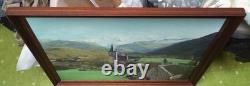 Antique Oil Painting, Barbizon School, DLG, 19th Century, Mountain, Church, Pyrenees
