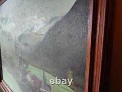 Antique Oil Painting, Barbizon School, DLG, 19th Century, Mountain, Church, Pyrenees
