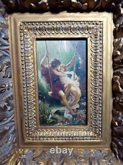 Antique Oil Painting On 19th Century Sign Signed By Daudy After The Spring Of Cot