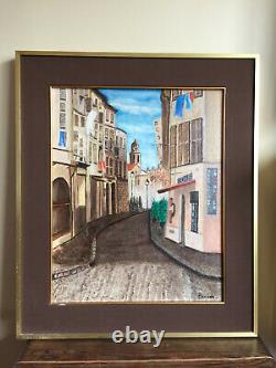 Antique Oil Painting On Board Marcel Destrain (1980) A Street Of St Tropez