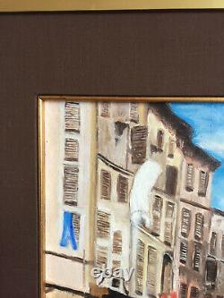 Antique Oil Painting On Board Marcel Destrain (1980) A Street Of St Tropez