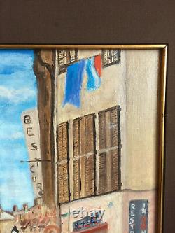 Antique Oil Painting On Board Marcel Destrain (1980) A Street Of St Tropez