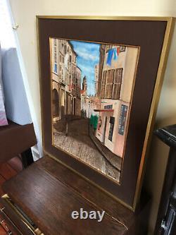 Antique Oil Painting On Board Marcel Destrain (1980) A Street Of St Tropez