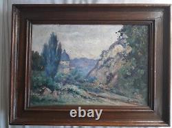 Antique Oil Painting On Canvas Landscape Of The Andelys By Martha Lucas